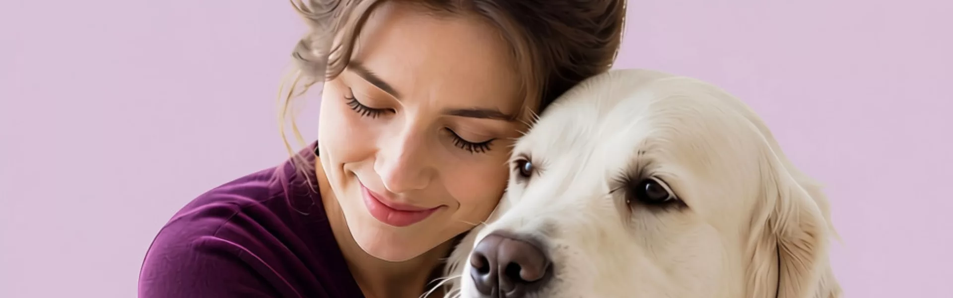 Une femme tient tendrement un chien dans ses bras